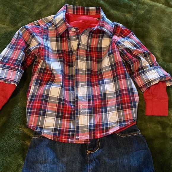 Old Navy and Carter’s Bundled Set Button Down, Thermal, Denim Skirt Size 12-18 - Picture 4 of 11